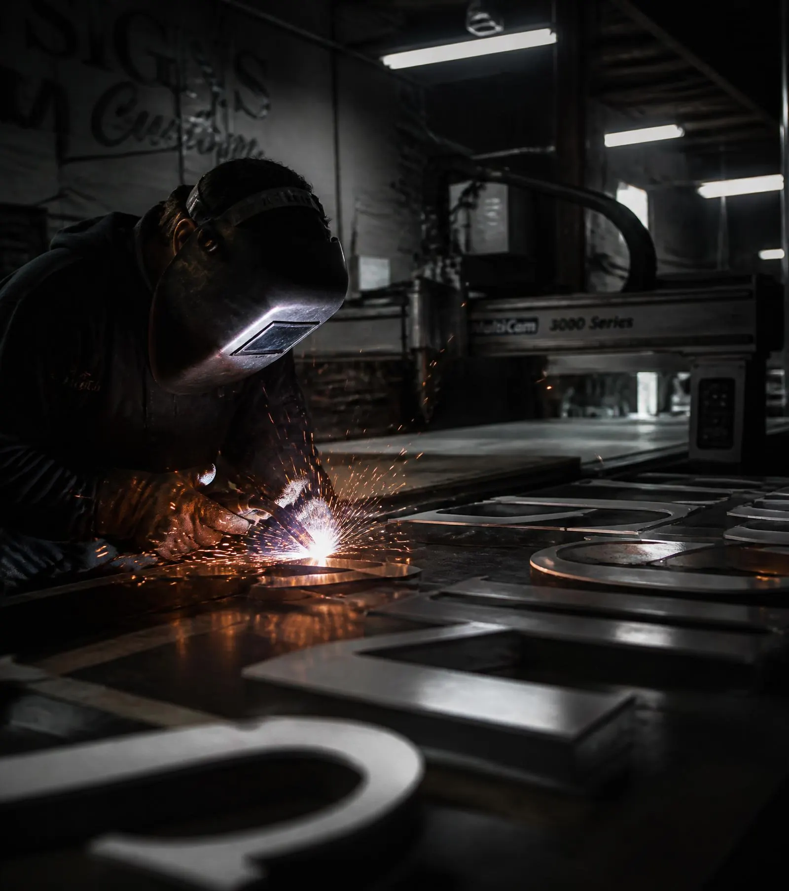 Sign fabrication in the ESCO Pacific shop