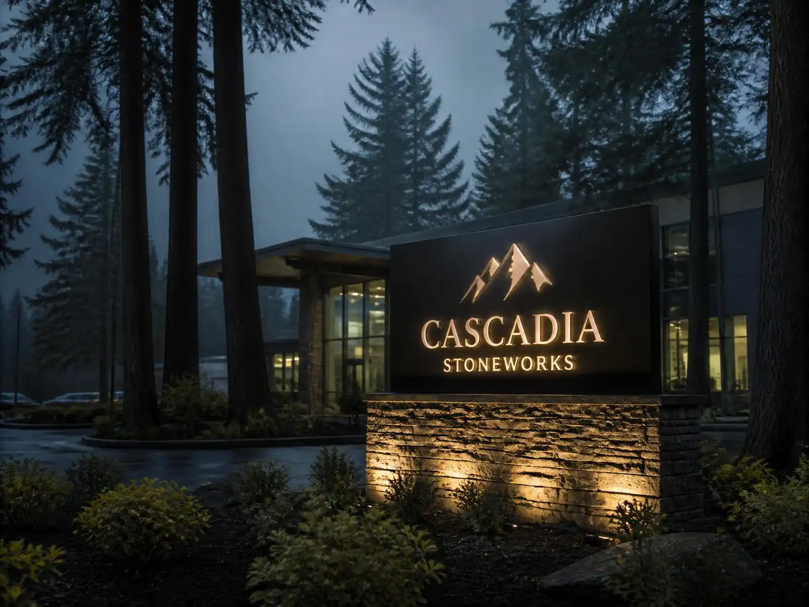 Monument sign at a commercial property entrance